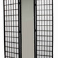 Wooden Grid Frame 3 Panel Room Divider with Mirror, Black and White