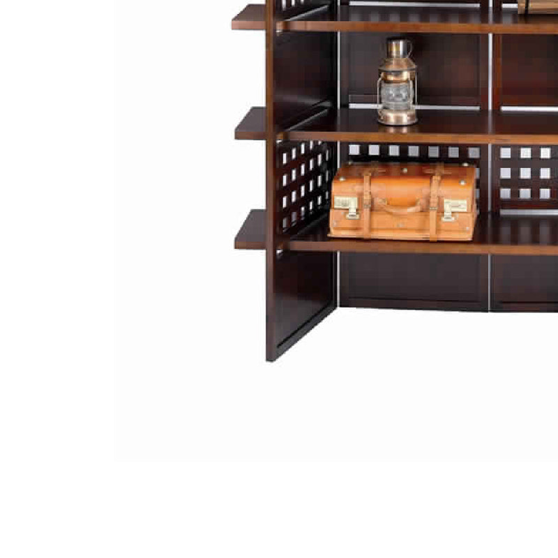 4 Shelf Wooden Bookcase Room Divider with Cutout Design, Brown-zoom-