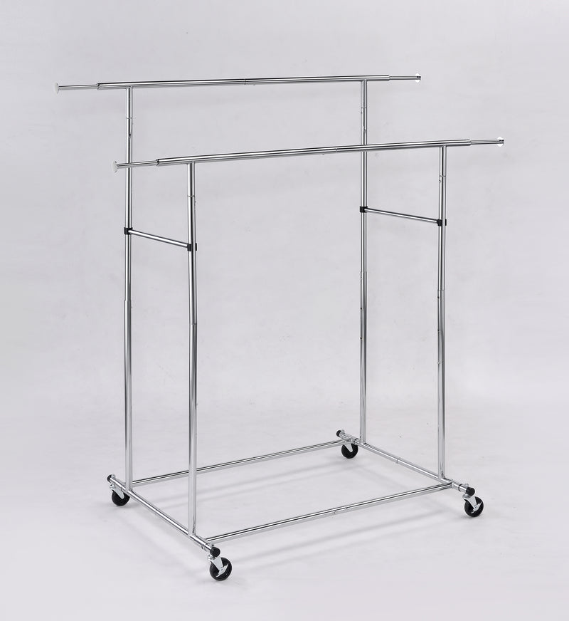 65" In Dual Bar Adjustable Industrial Garment Rack-zoom-