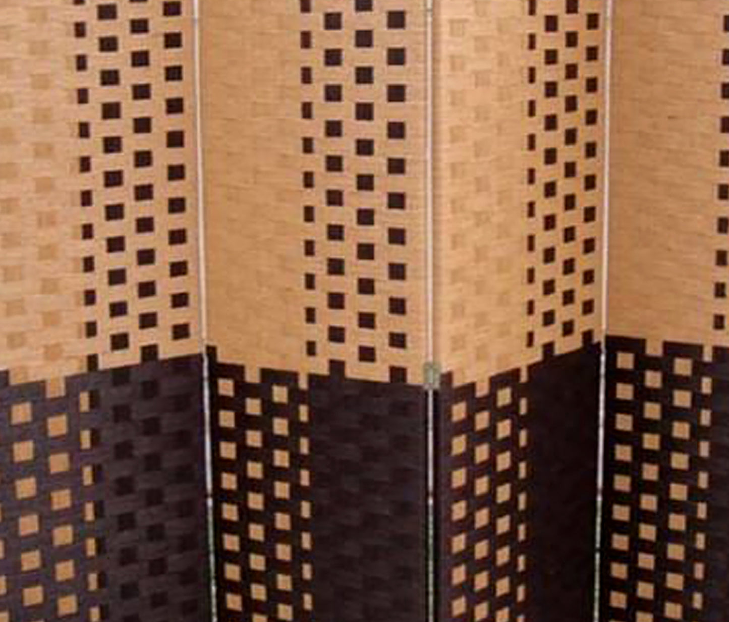 70.75" In Handcrafted Paper Straw Weave 4 Panel Screen On 2" Legs Brown/Espresso Brown