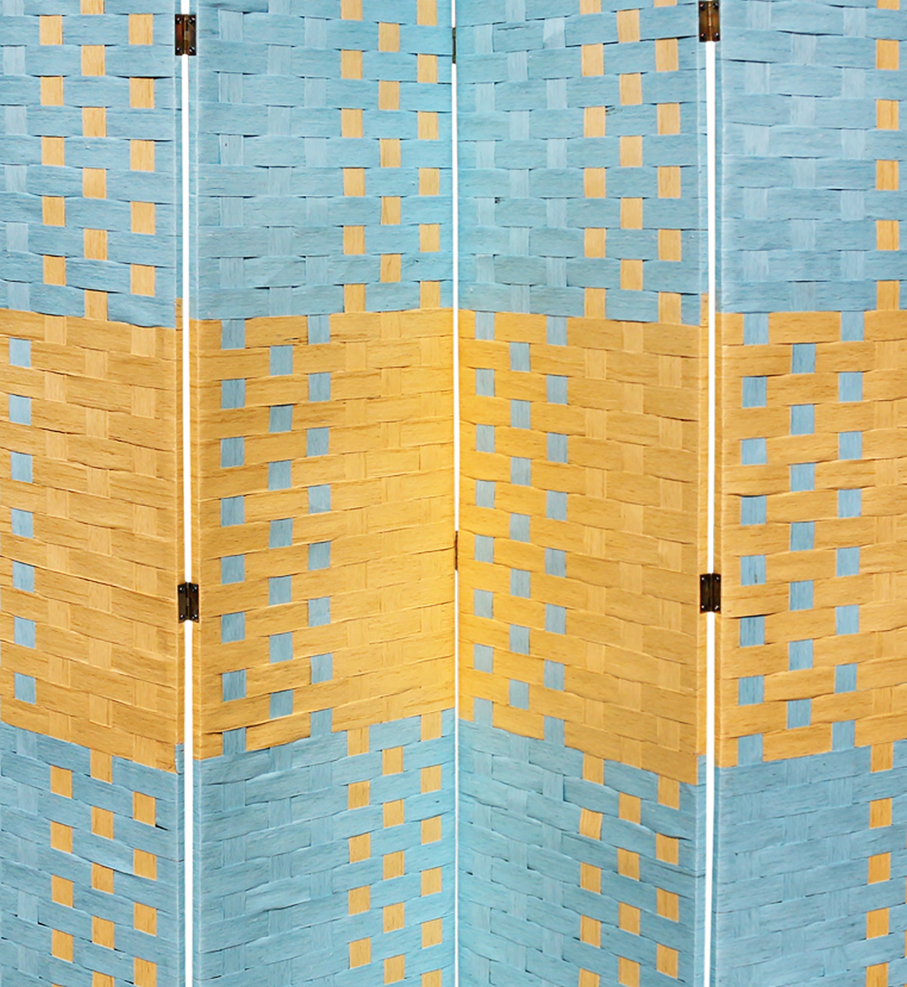 70.75" In Handcrafted Paper Straw Weave On 2" Legs Beach Blue/natural-zoom-2