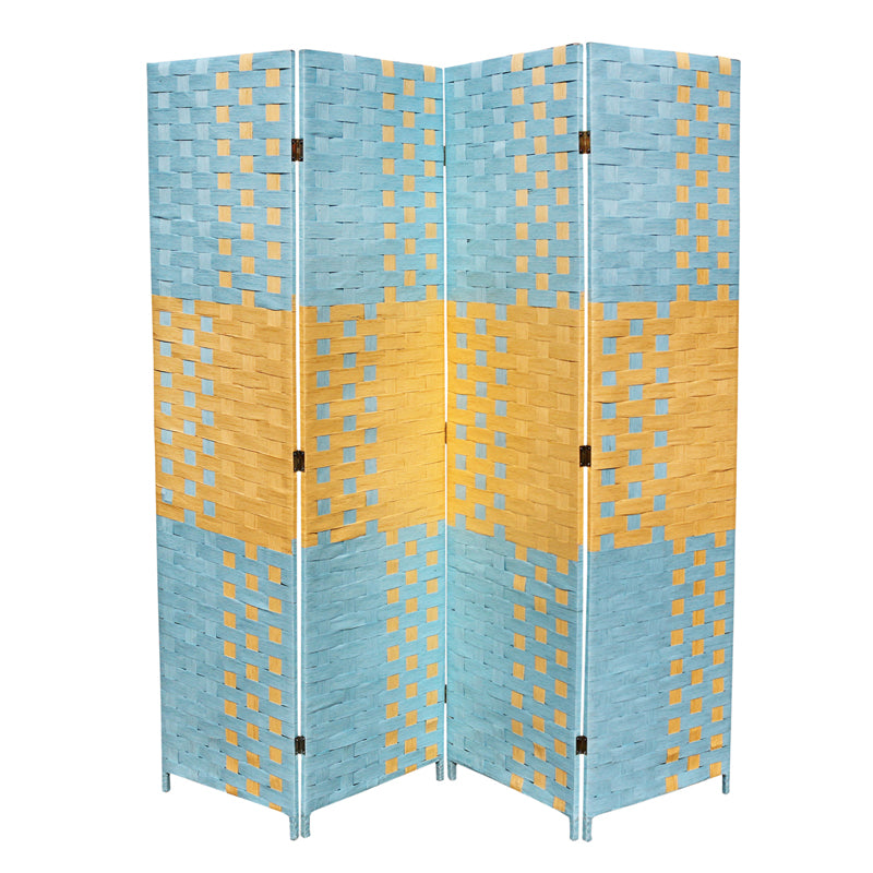 70.75" In Handcrafted Paper Straw Weave On 2" Legs Beach Blue/natural-zoom-1
