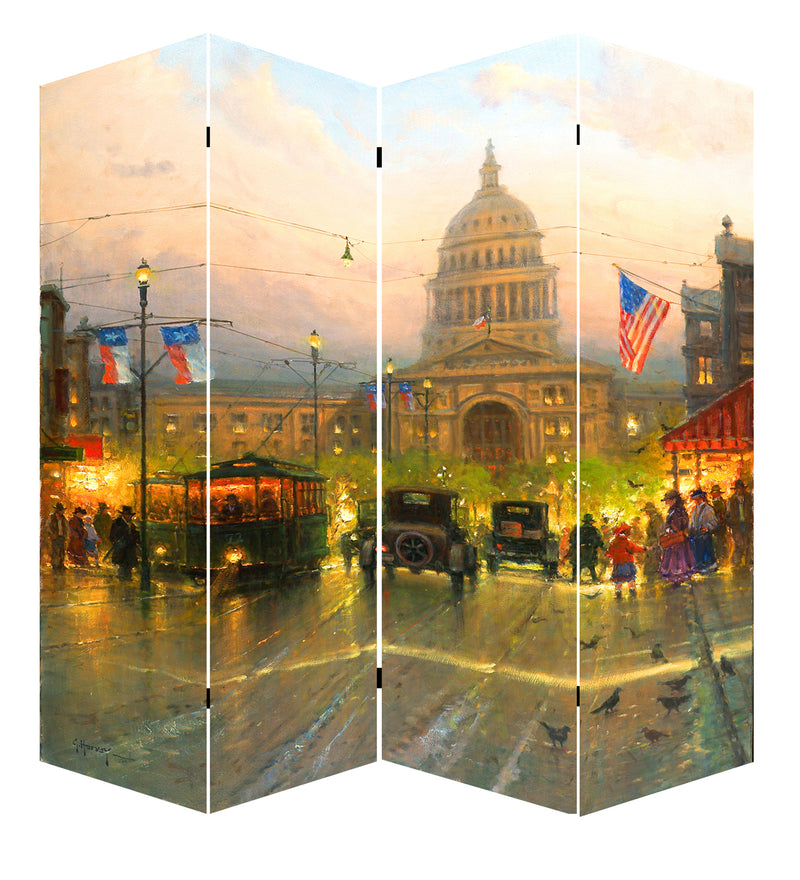 71" In Captoal Hill Street Scene Canvas 4 Panel Room Divider-zoom-