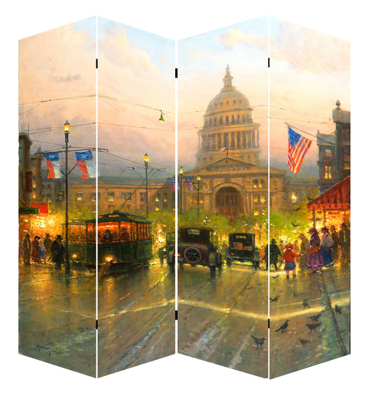 71" In Captoal Hill Street Scene Canvas 4 Panel Room Divider