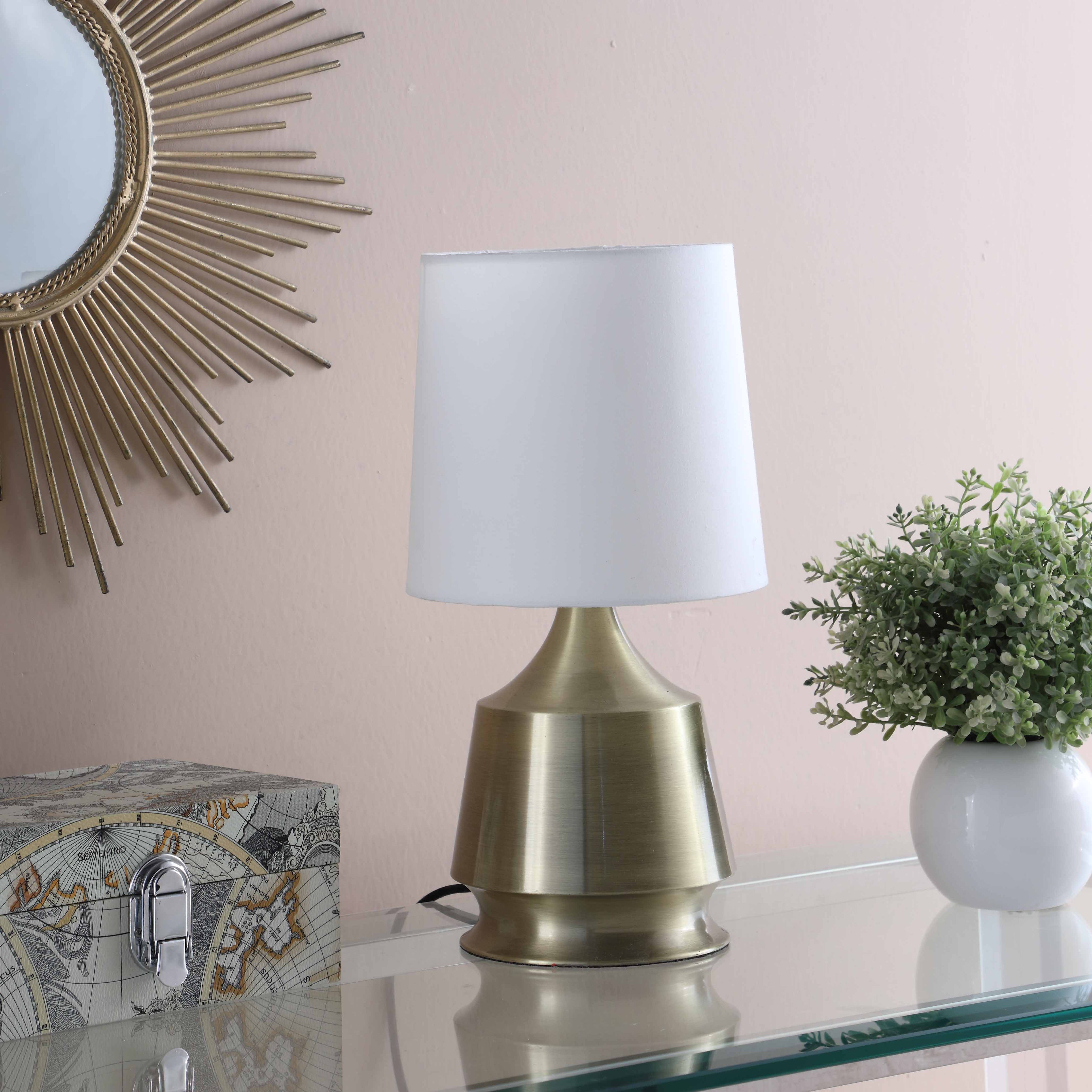 14" In Ellis Antique Brass Metal Table Lamp-zoom-3