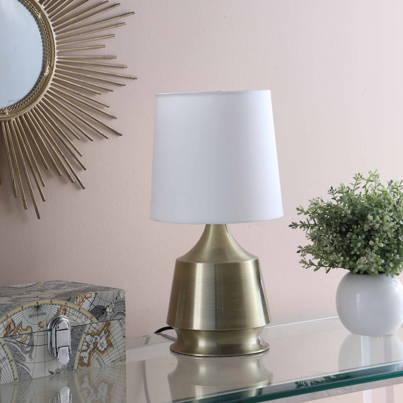 14" In Ellis Antique Brass Metal Table Lamp-zoom-