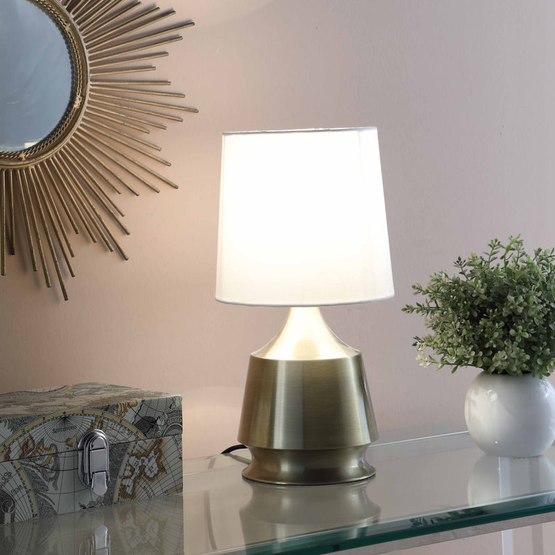 14" In Ellis Antique Brass Metal Table Lamp-zoom-
