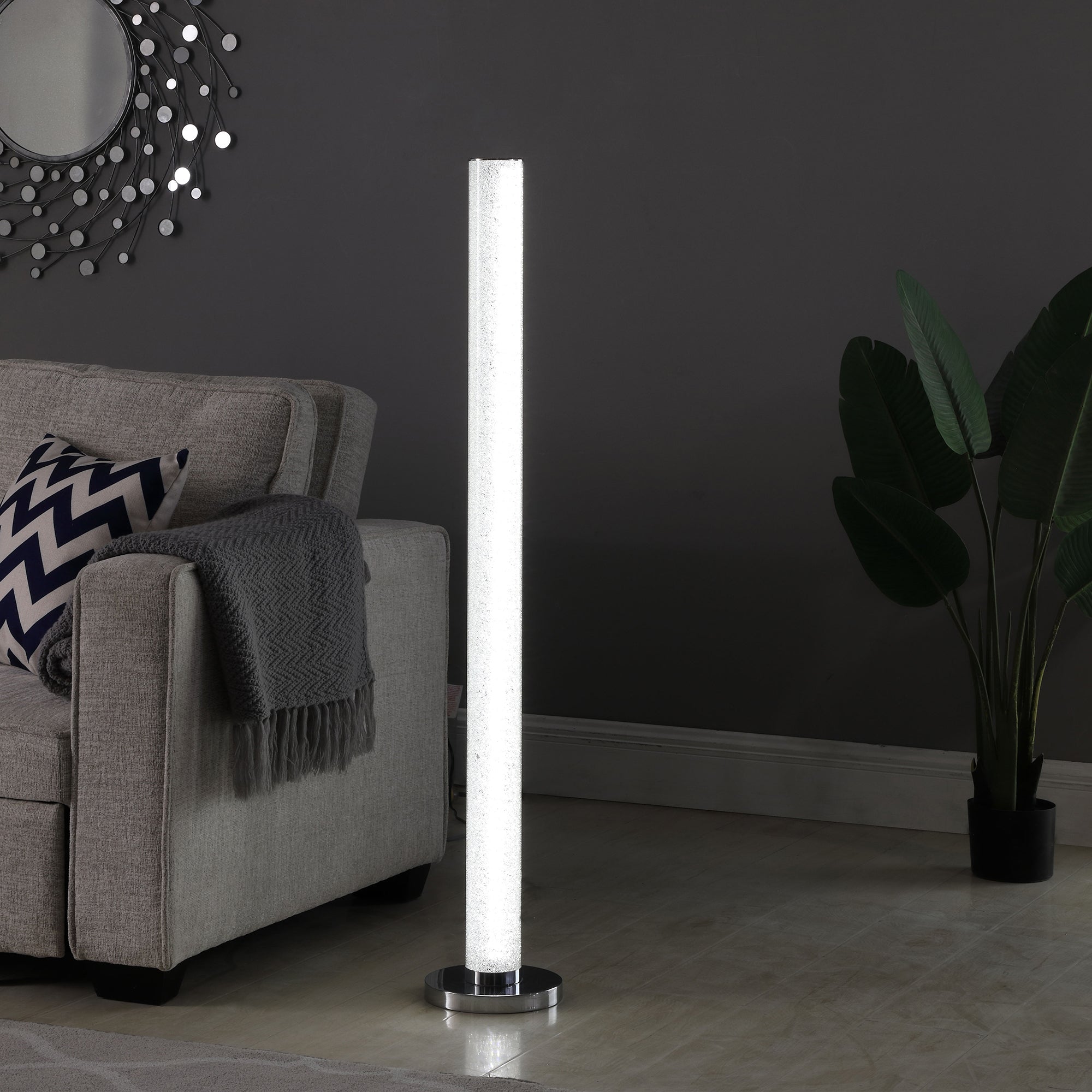 49" In 12V Led Illuminari White Crystal Sandrocks Column Floor Lamp 360pcs-zoom-3
