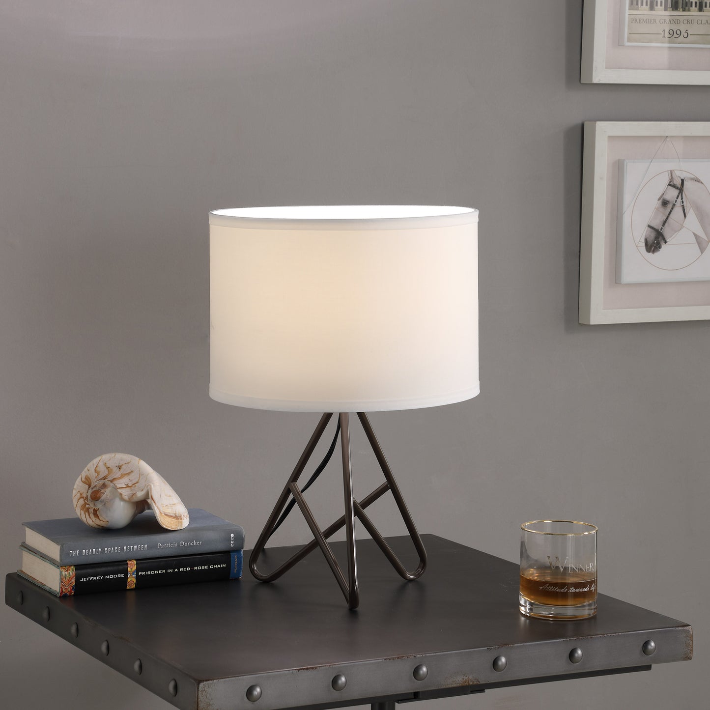 17.5" In Watson Espresso Metal Tripod Table Lamp