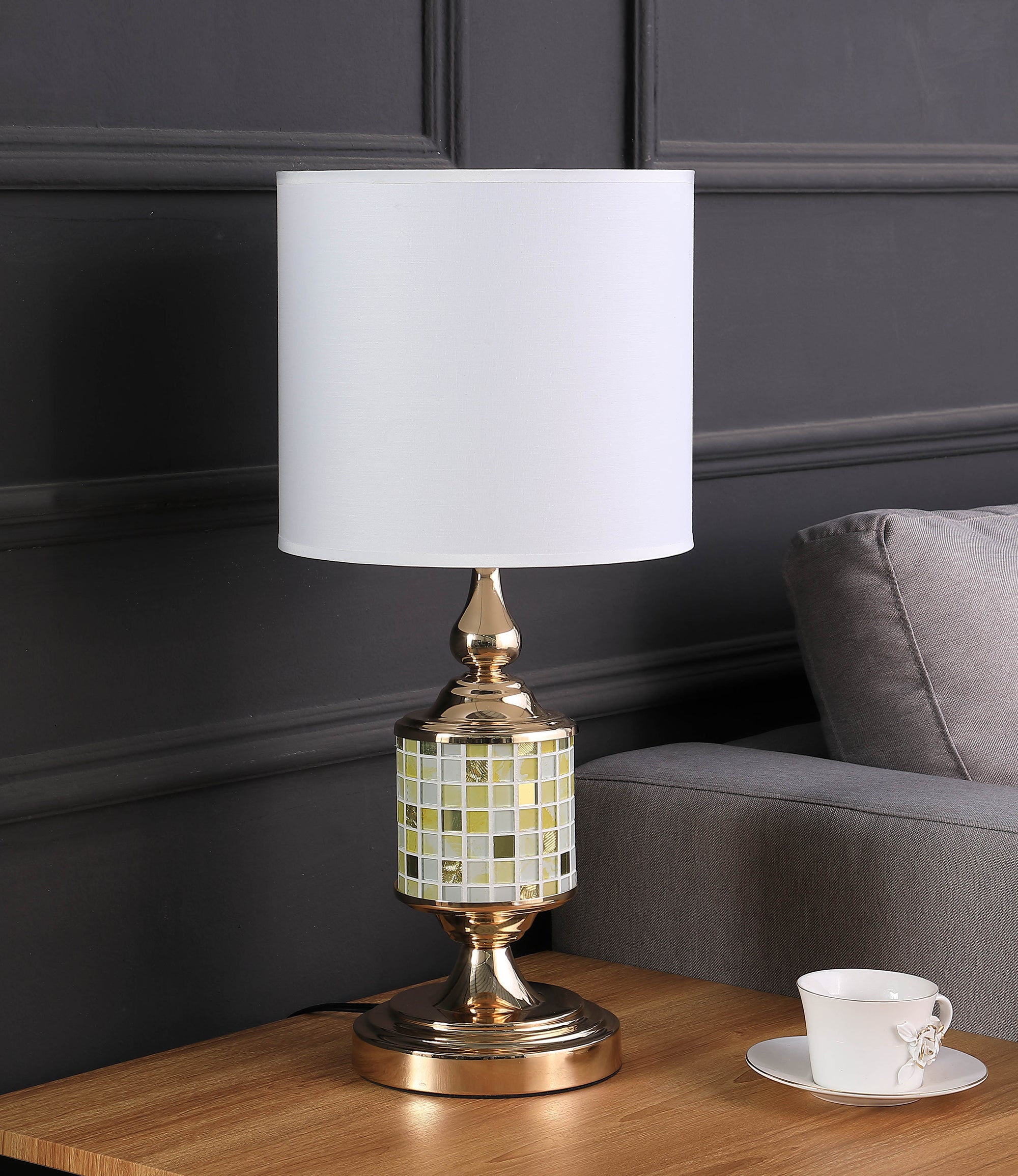 23" Layla Rose Gold Bohemian Glass Mosaic Modern Table Lamp-zoom-3