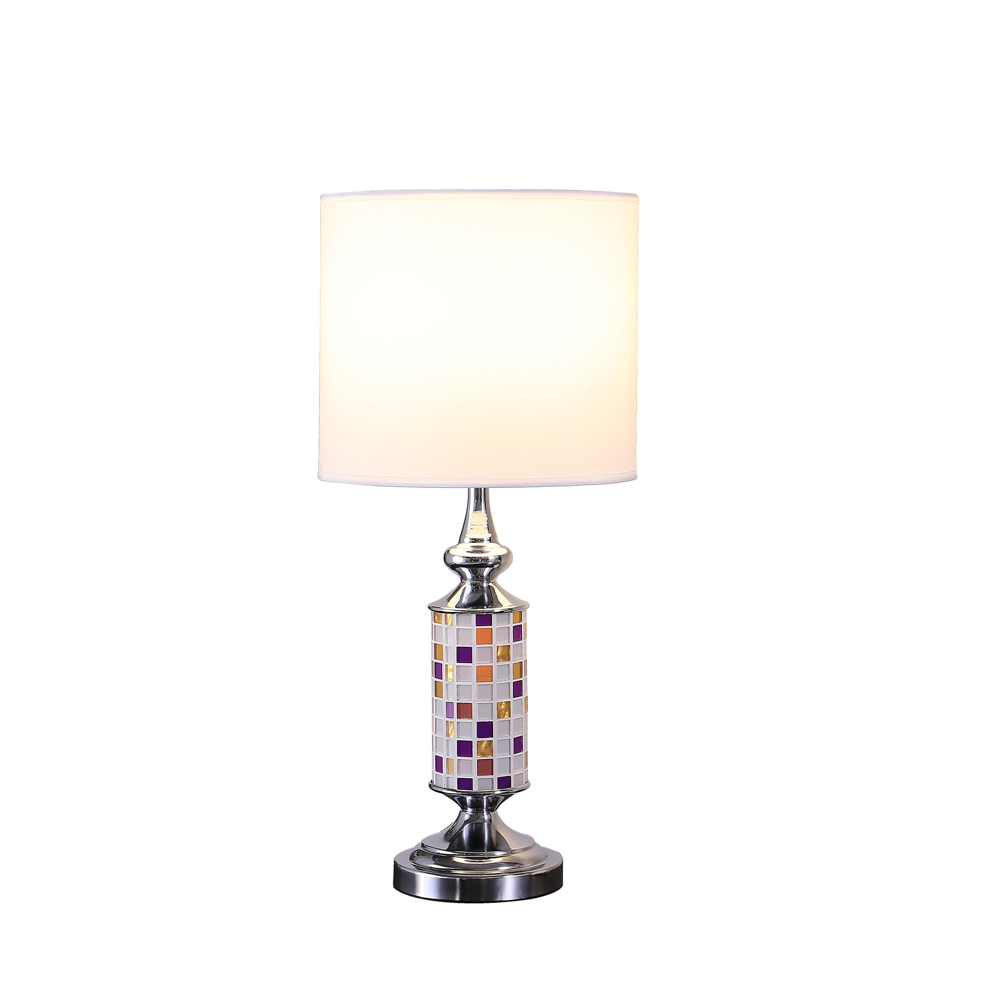 24" Vicki Chrome Bohemian Glass Mosaic Modern Table Lamp-zoom-2