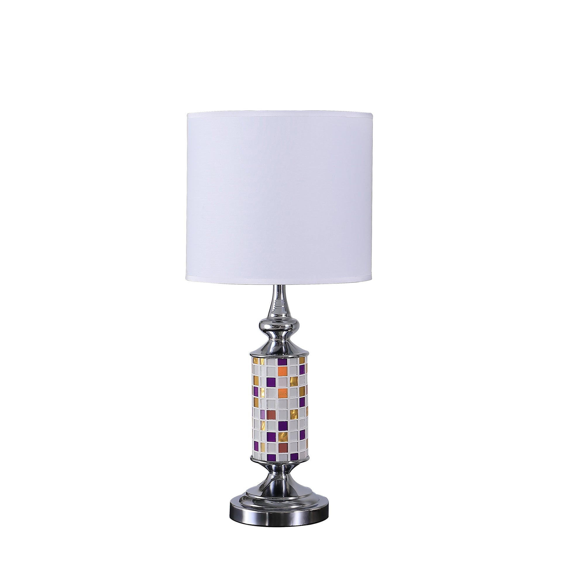 24" Vicki Chrome Bohemian Glass Mosaic Modern Table Lamp-zoom-1