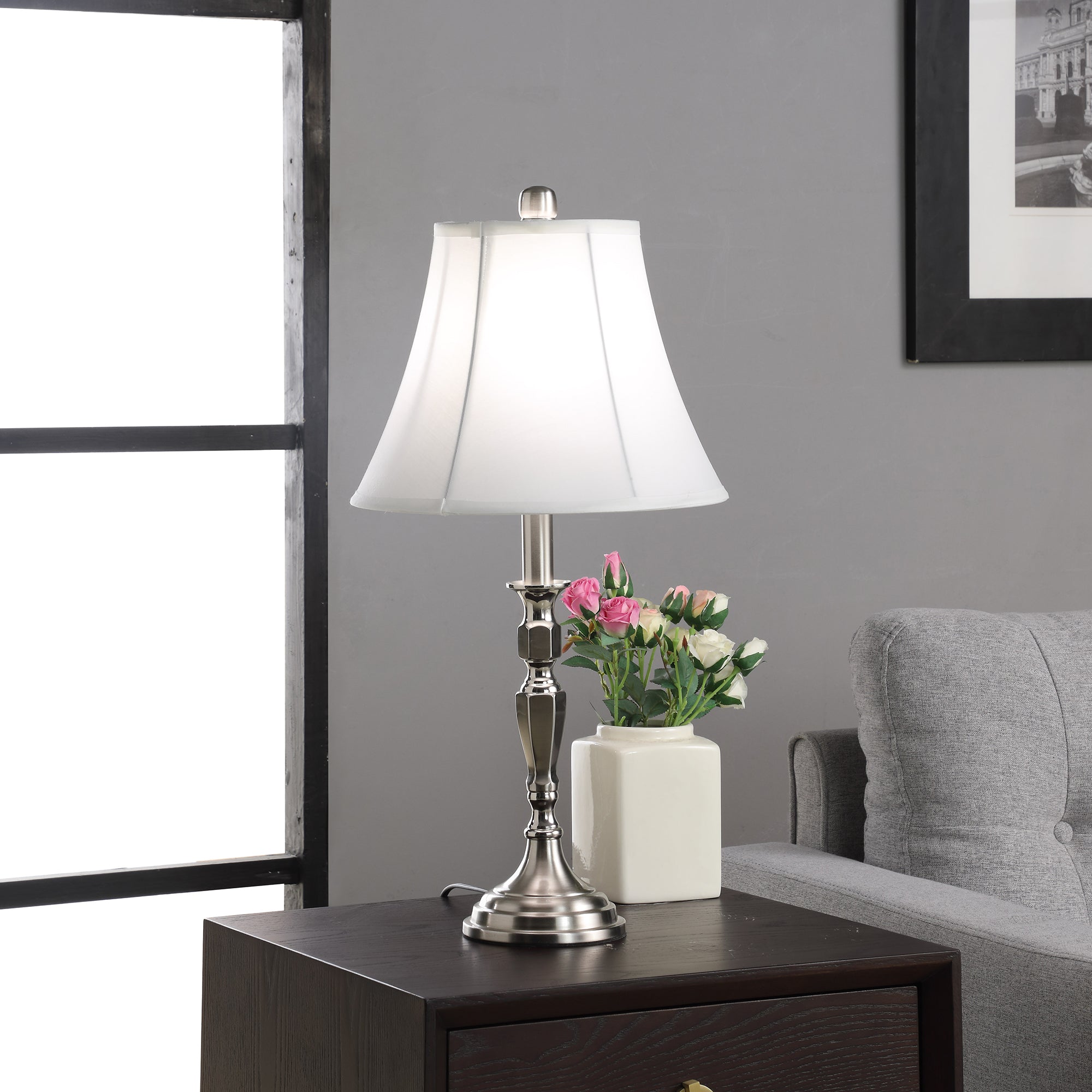 24.5" In Serge Satin Nickel Metal Table Lamp-zoom-1