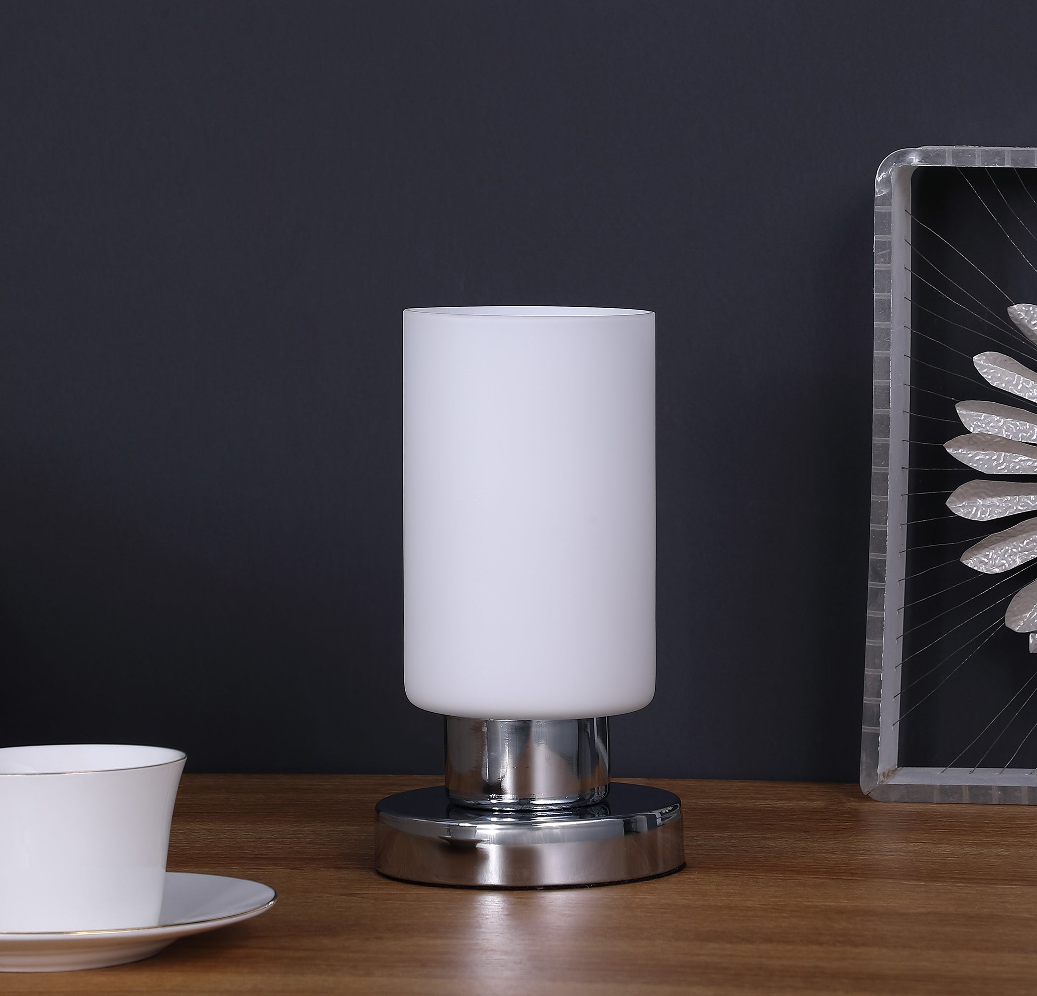 8.75" In Elli Glass Uplight  Touch-on Cylinder Metal Table Lamp-zoom-3