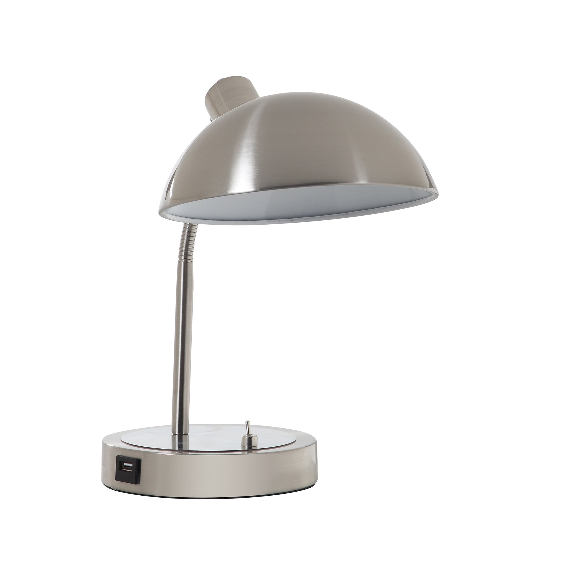 13.75" In Leone Flexible Neck Silver Metal Student Task Desk Lamp W/ Usb Port-zoom-2
