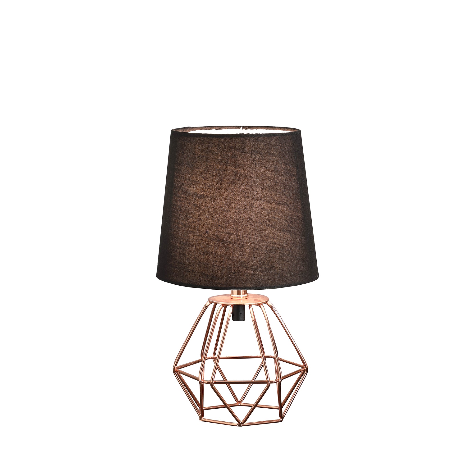 11.25" In Wesley Geometric Copper Metal Wire Hexagon Table Lamp-zoom-3