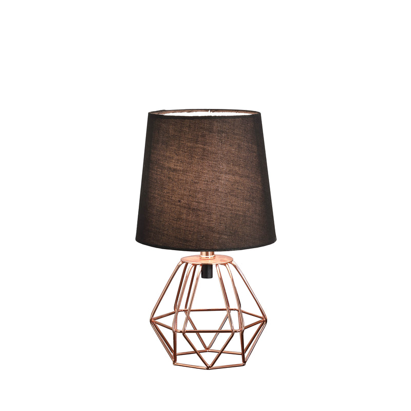 11.25" In Wesley Geometric Copper Metal Wire Hexagon Table Lamp-zoom-