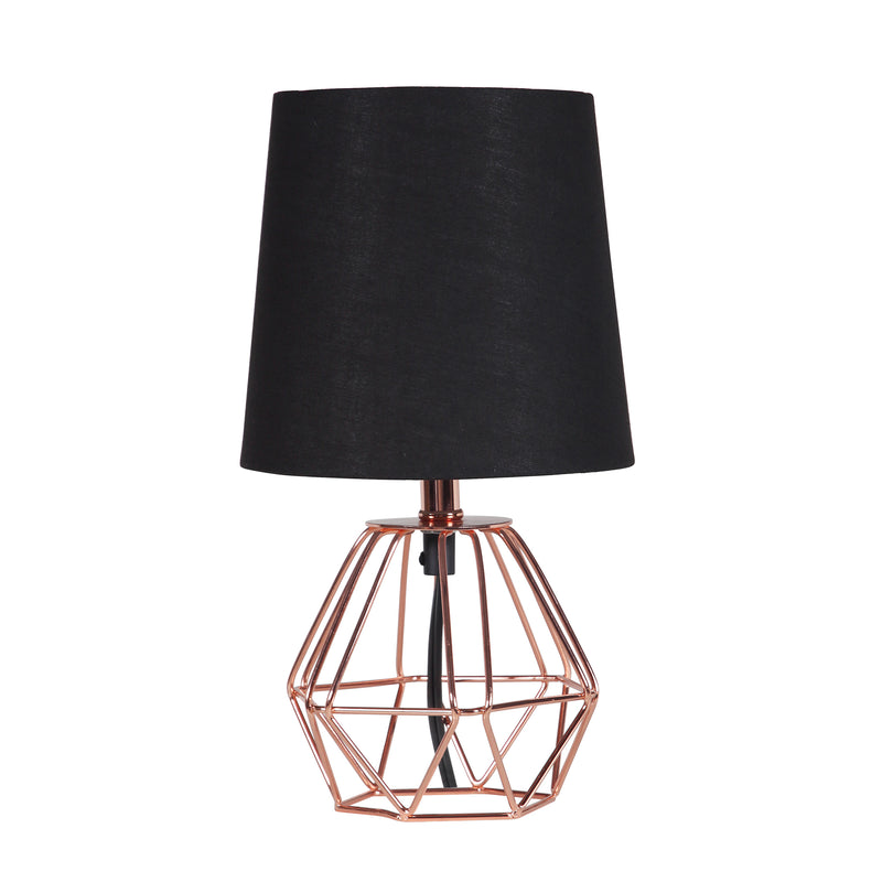 11.25" In Wesley Geometric Copper Metal Wire Hexagon Table Lamp-zoom-