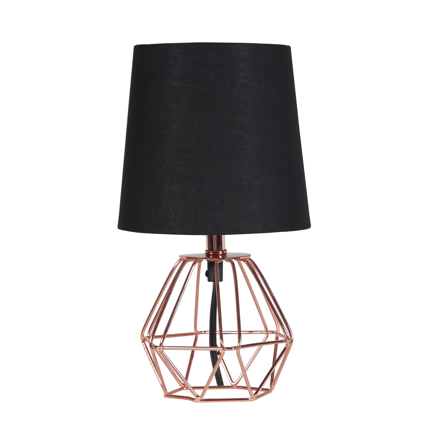 11.25" In Wesley Geometric Copper Metal Wire Hexagon Table Lamp