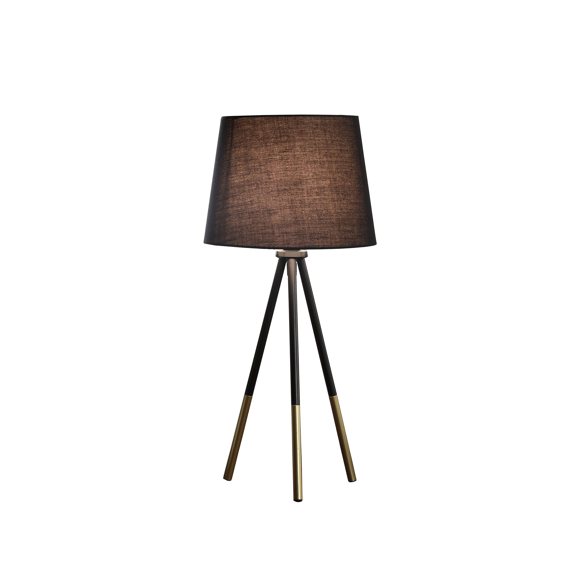 20" In Devon Matte Black/gold Metal Tripod Leg Table Lamp-zoom-2