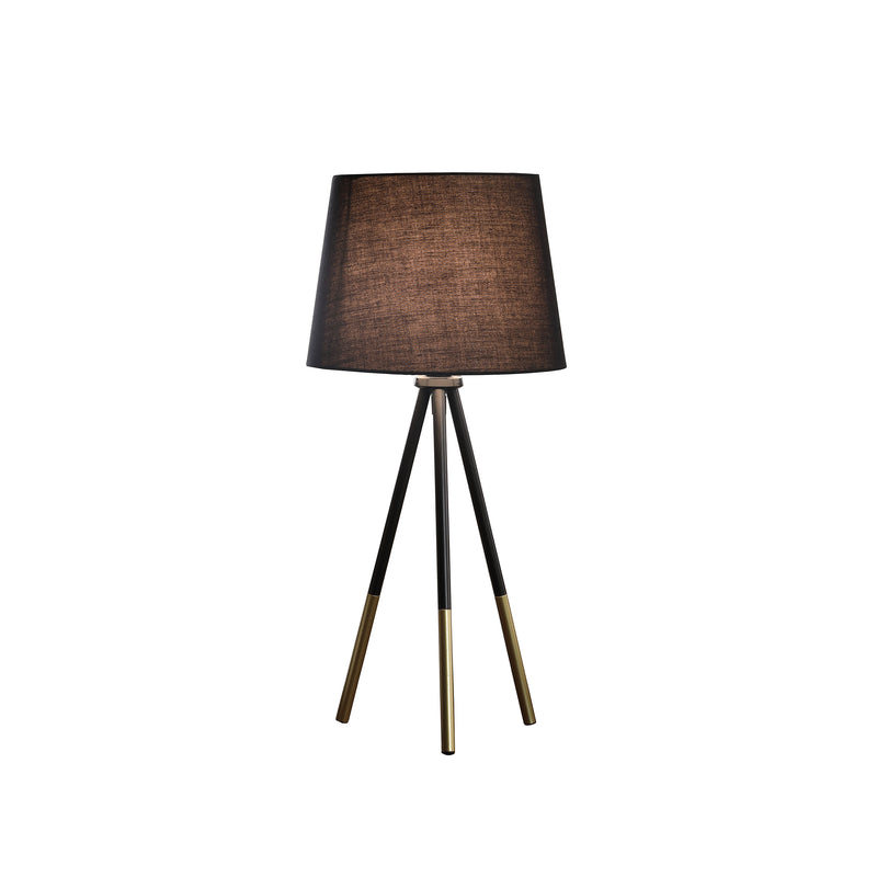 20" In Devon Matte Black/gold Metal Tripod Leg Table Lamp-zoom-