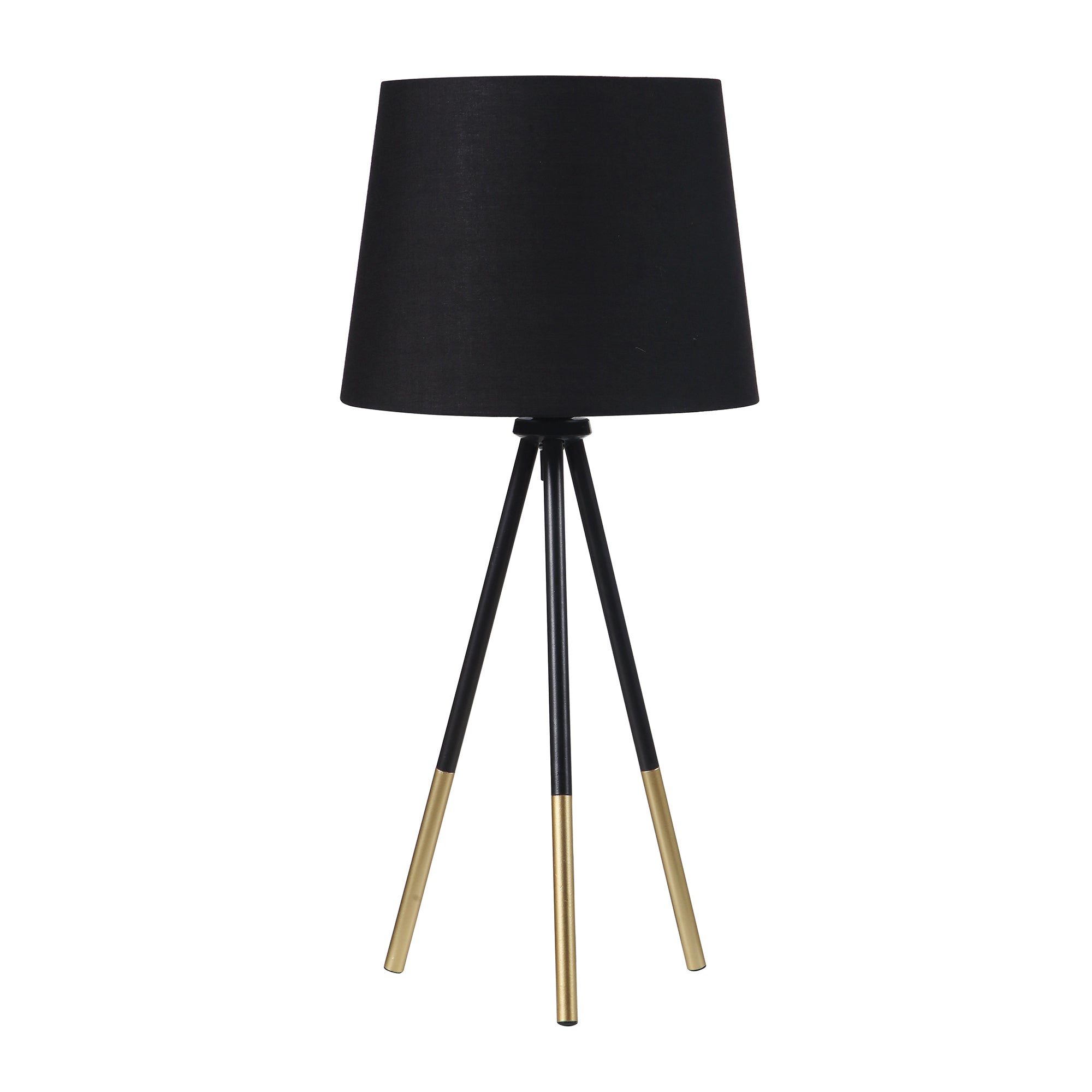 20" In Devon Matte Black/gold Metal Tripod Leg Table Lamp