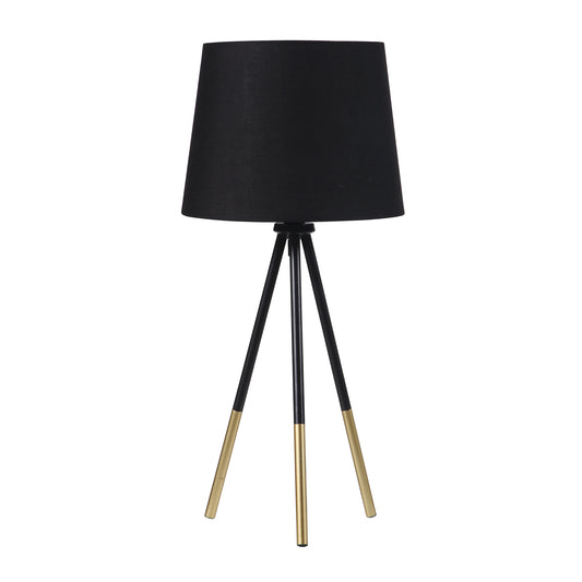 20" In Devon Matte Black/gold Metal Tripod Leg Table Lamp