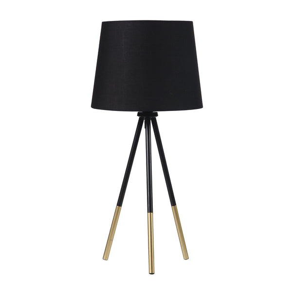 20 In Devon Matte Black/gold Metal Tripod Leg Table Lamp