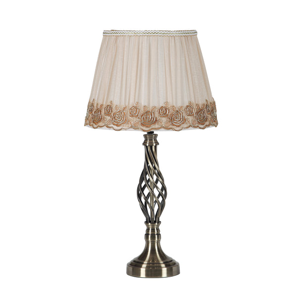 23.25 In Abbott Antique Brass Metal Scroll Table Lamp