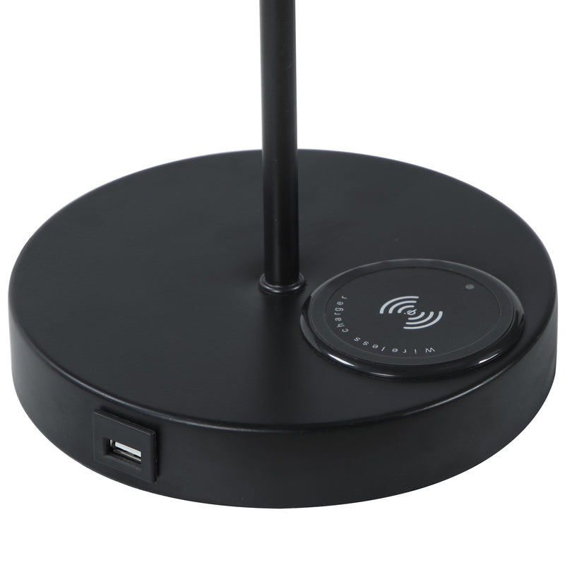 20.75" In Sterling Matte Non-gloss Table Lamp W/ Wireless Charging Station And Usb Port Black-zoom-