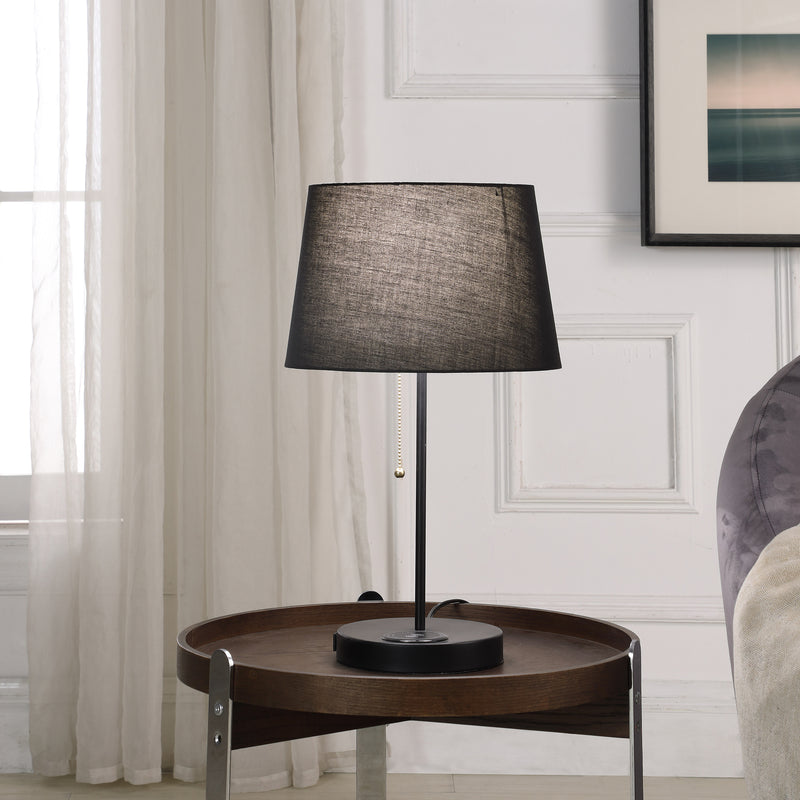 20.75" In Sterling Matte Non-gloss Table Lamp W/ Wireless Charging Station And Usb Port Black-zoom-