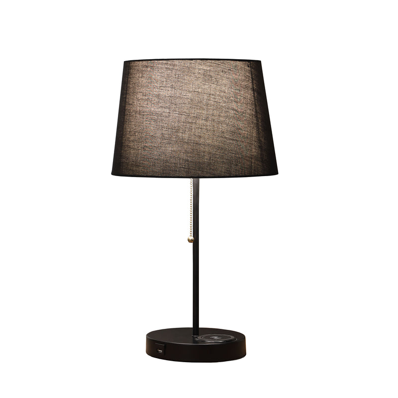 20.75" In Sterling Matte Non-gloss Table Lamp W/ Wireless Charging Station And Usb Port Black-zoom-