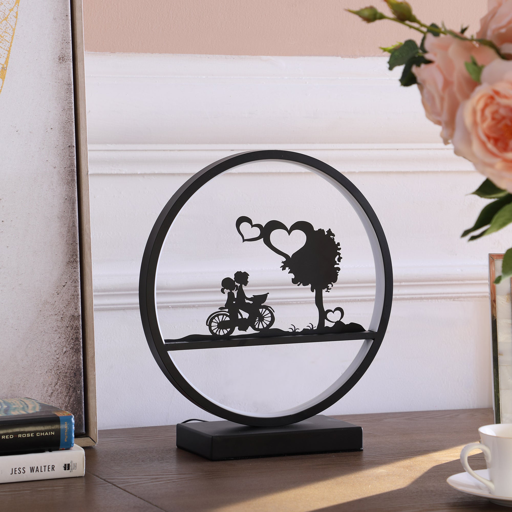 13" In Girl And Boy On Bicycle Led Accent Table Lamp-zoom-3