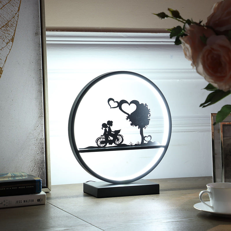 13" In Girl And Boy On Bicycle Led Accent Table Lamp-zoom-