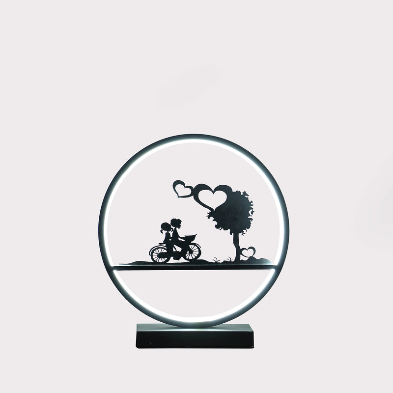 13" In Girl And Boy On Bicycle Led Accent Table Lamp-zoom-