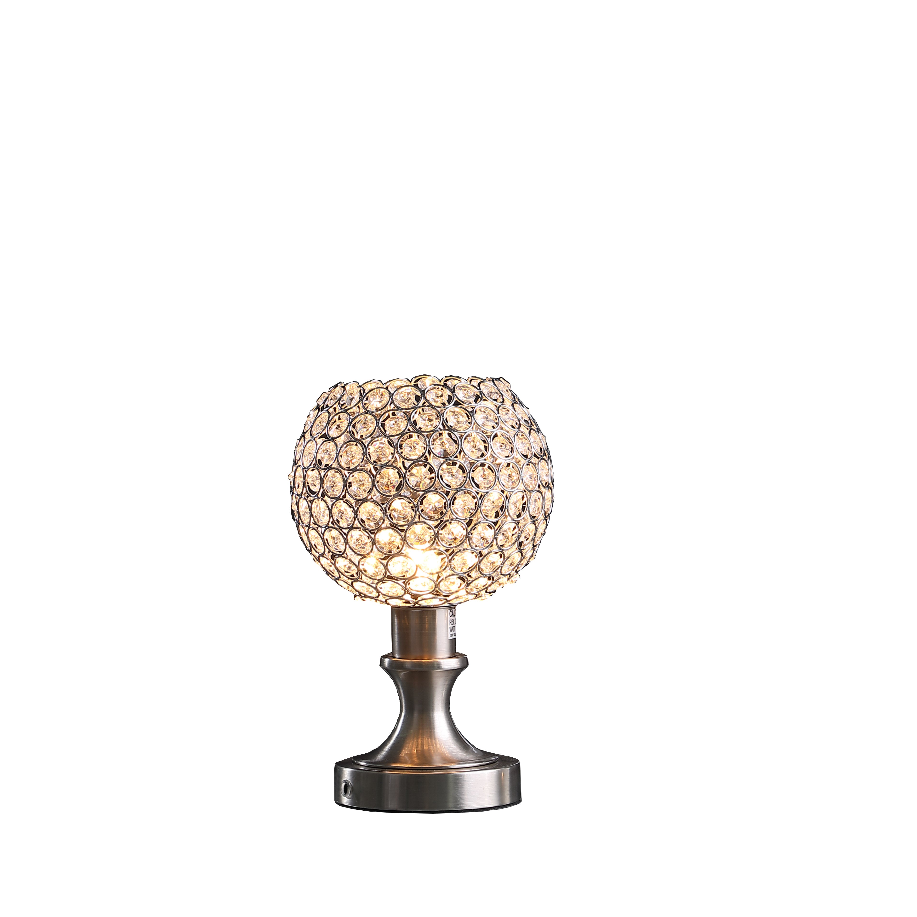 11.5" In Crystal Inspired Sequin Elise Uplight Brush Silver Table Lamp