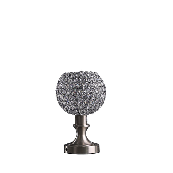 11.5 In Crystal Inspired Sequin Elise Uplight Brush Silver Table Lamp