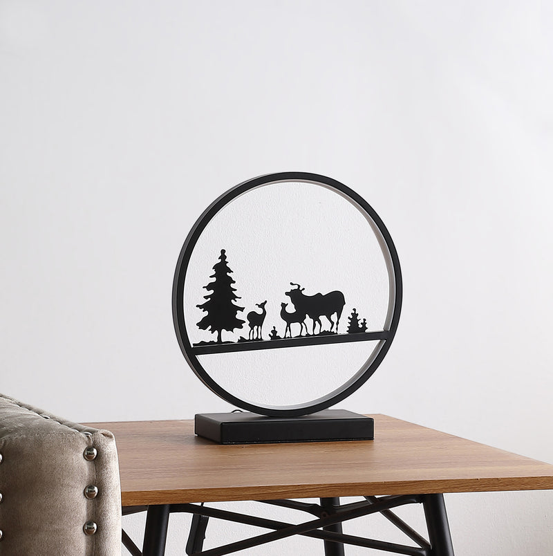 12.75" Deer Family Led Black Table Lamp-zoom-