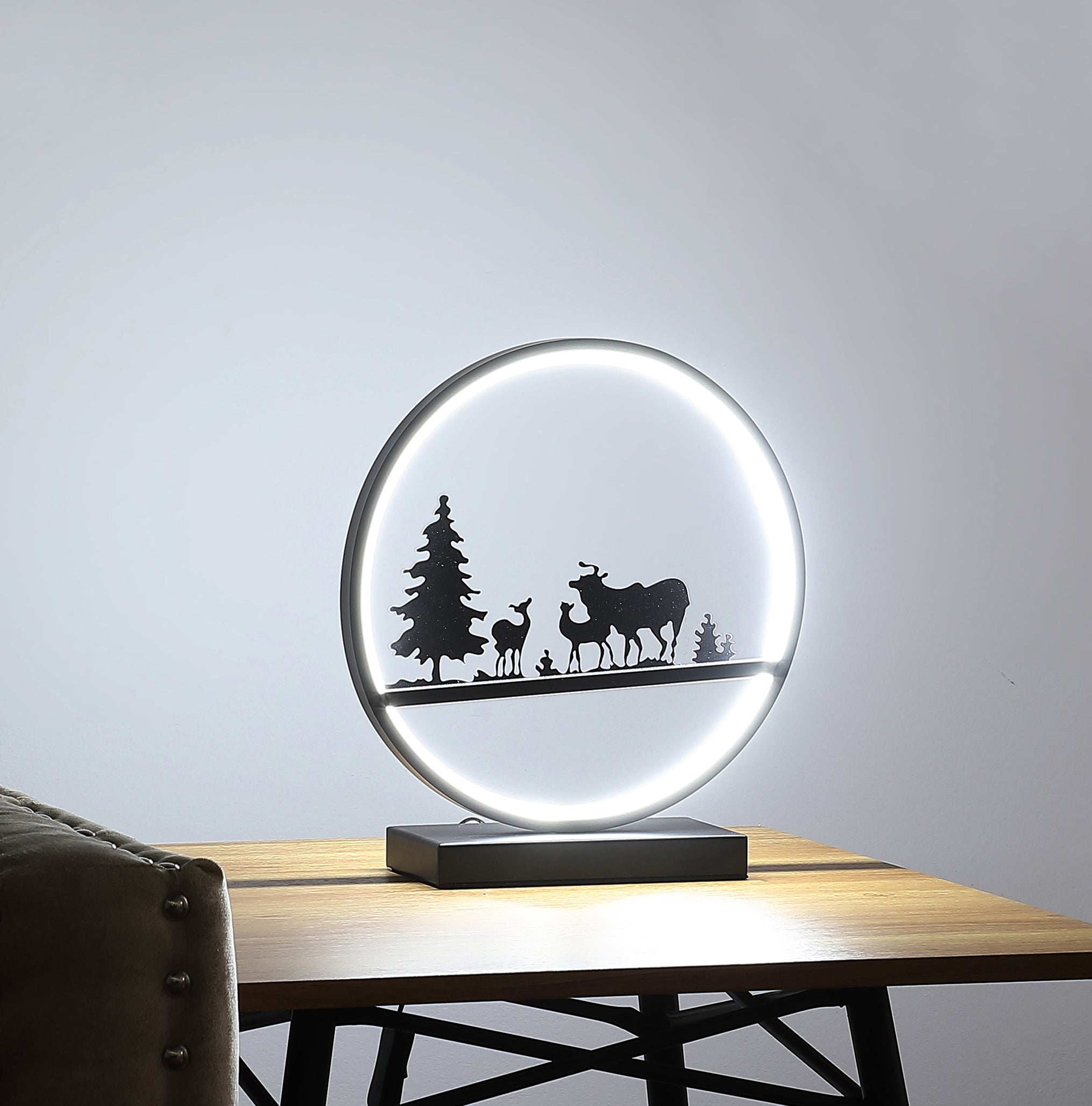 12.75" Deer Family Led Black Table Lamp-zoom-4