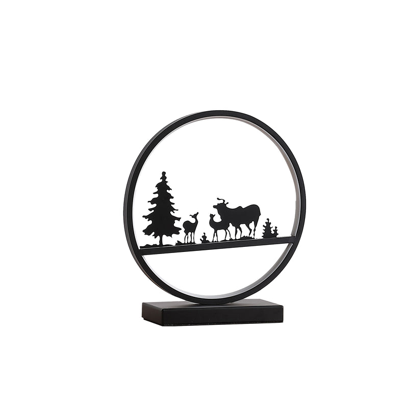 12.75" Deer Family Led Black Table Lamp-zoom-