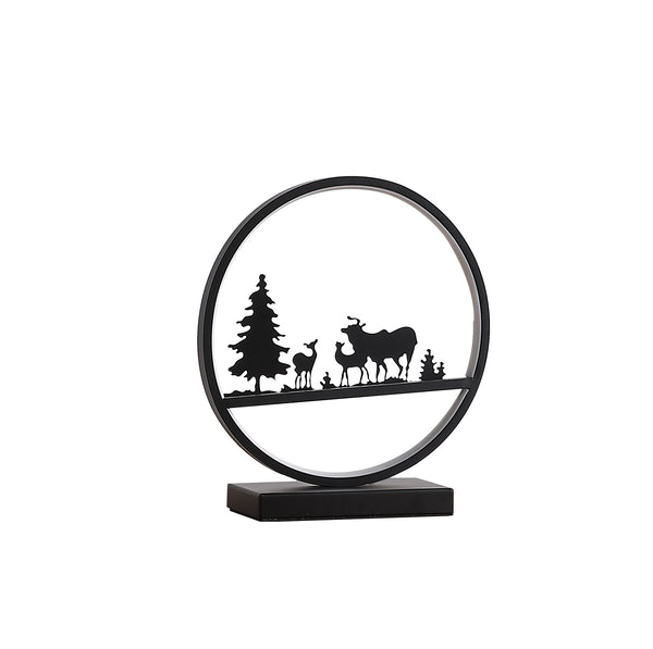 12.75 Deer Family Led Black Table Lamp