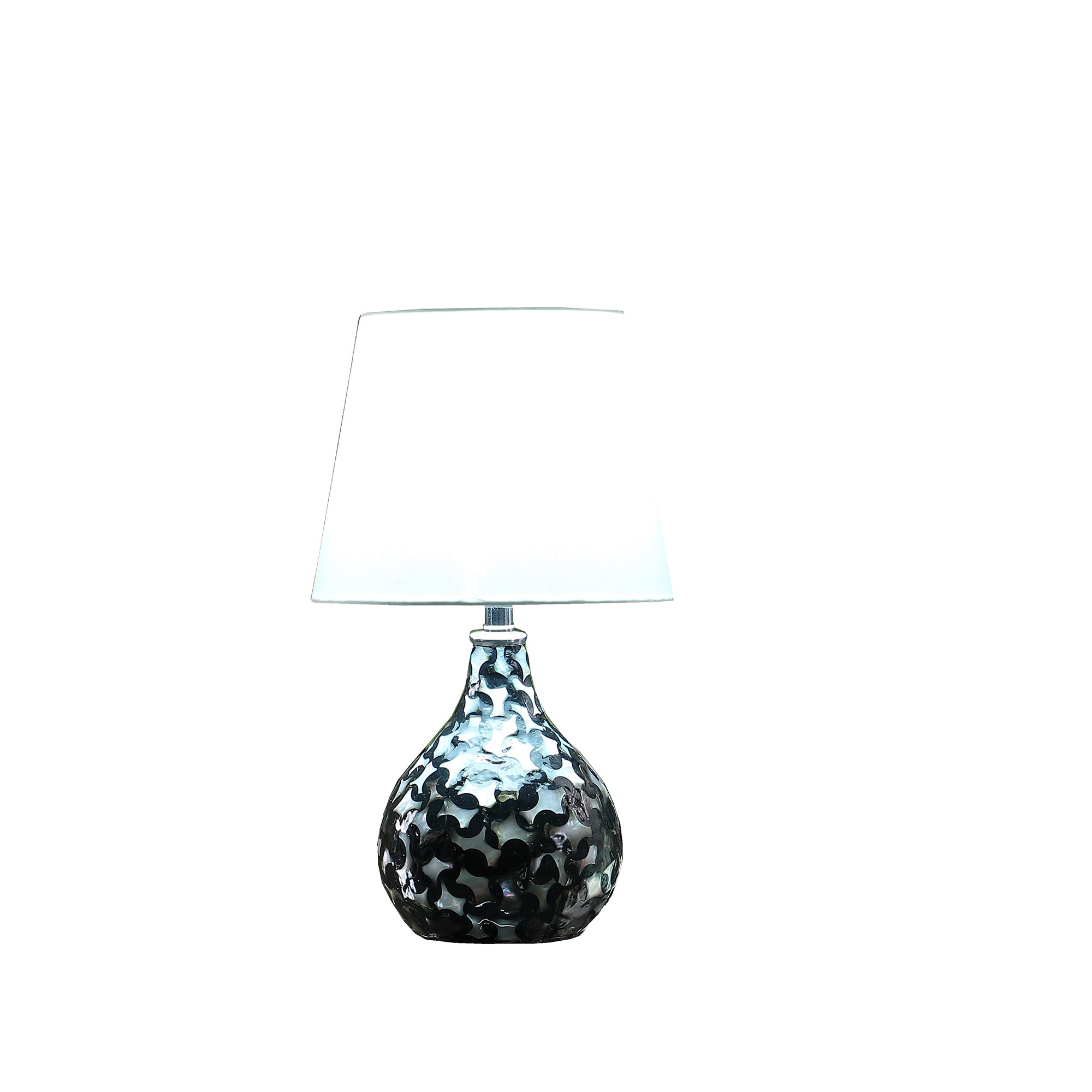 11.5" In Modern Black Seashell Swirl Pattern Mini Polyresin Table Lamp-zoom-2