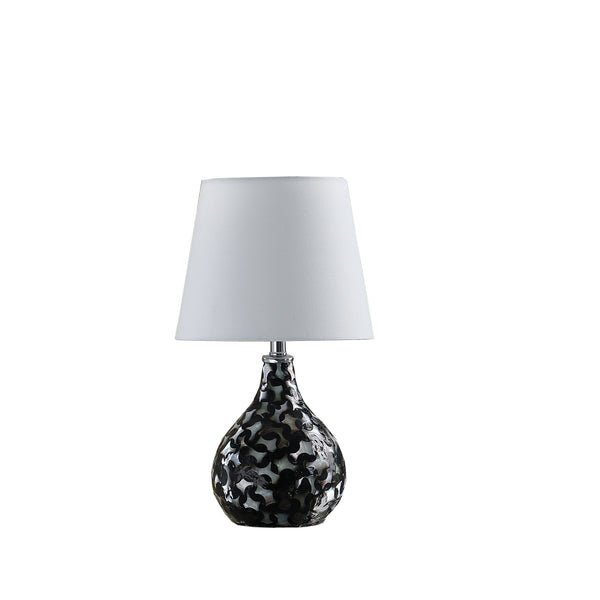 11.5 In Modern Black Seashell Swirl Pattern Mini Polyresin Table Lamp