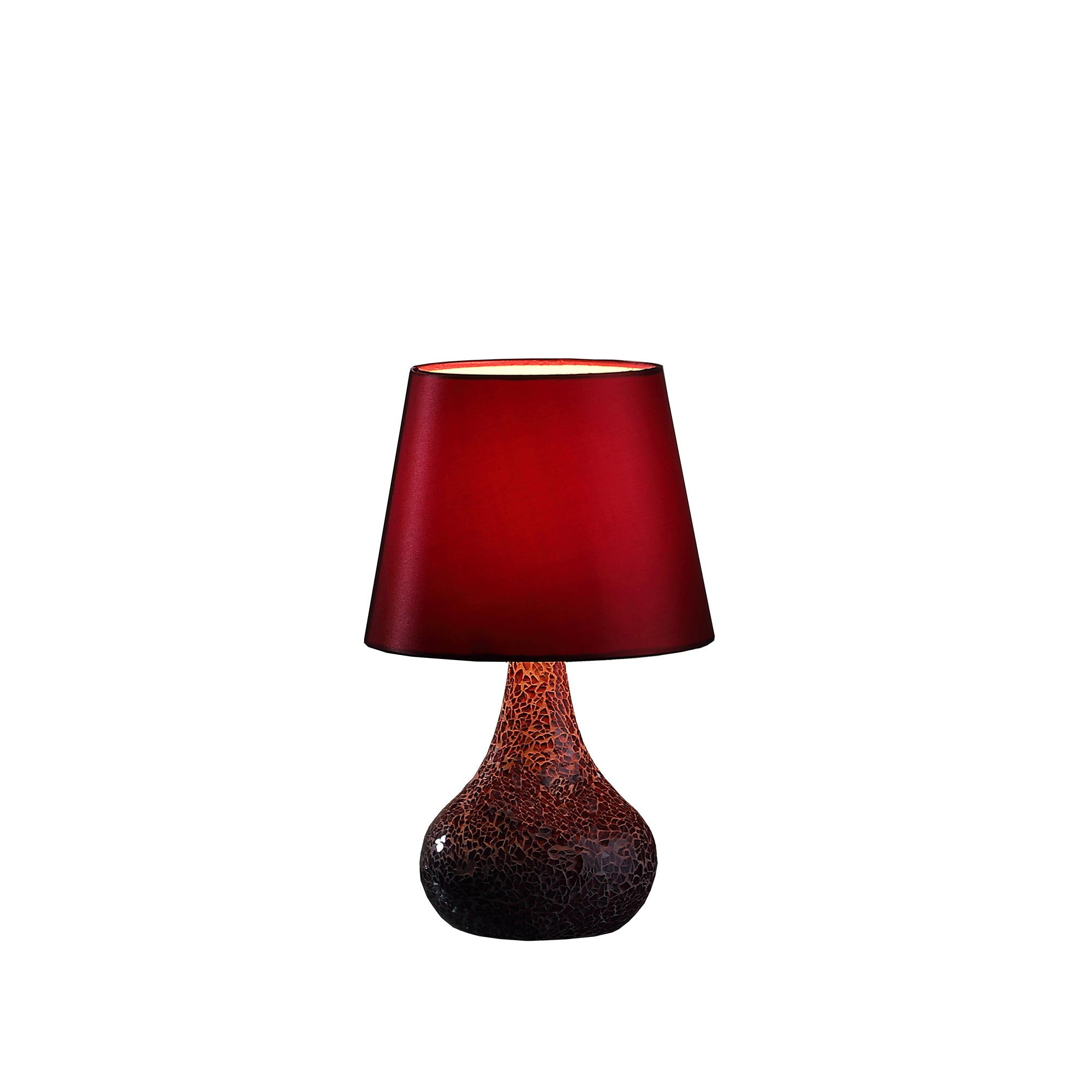 11" In Mosaic Red/pink Glass Pattern Mini Polyresin Table Lamp-zoom-2