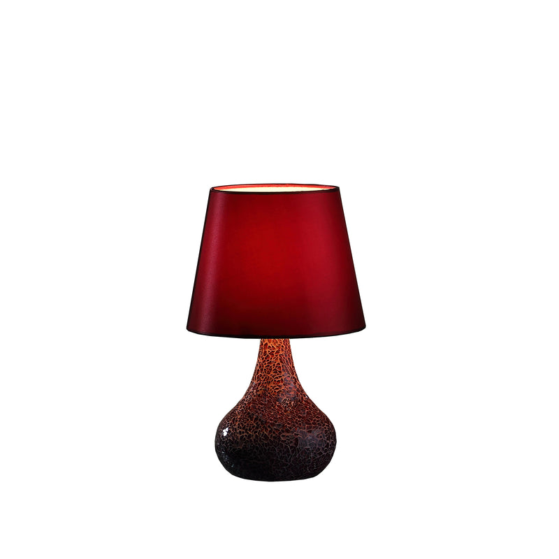 11" In Mosaic Red/pink Glass Pattern Mini Polyresin Table Lamp-zoom-