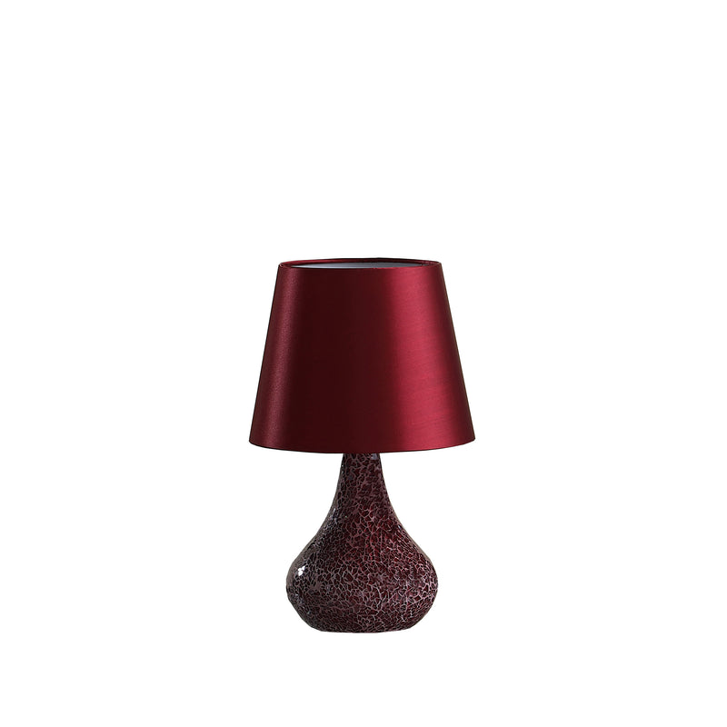 11" In Mosaic Red/pink Glass Pattern Mini Polyresin Table Lamp-zoom-