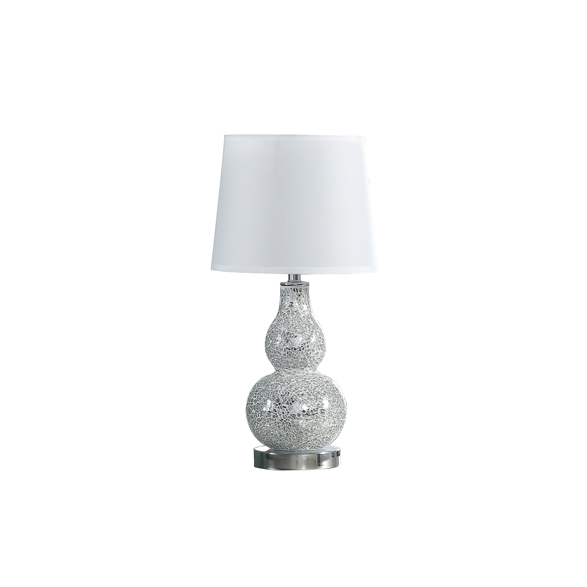 19.5" In Mirror Glass Mosaic Silver Chrome Polyresin Table Lamp-zoom-1