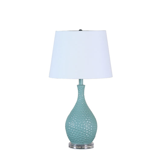 28" In Teal Telli Pebble Mid Century Resin Table Lamp