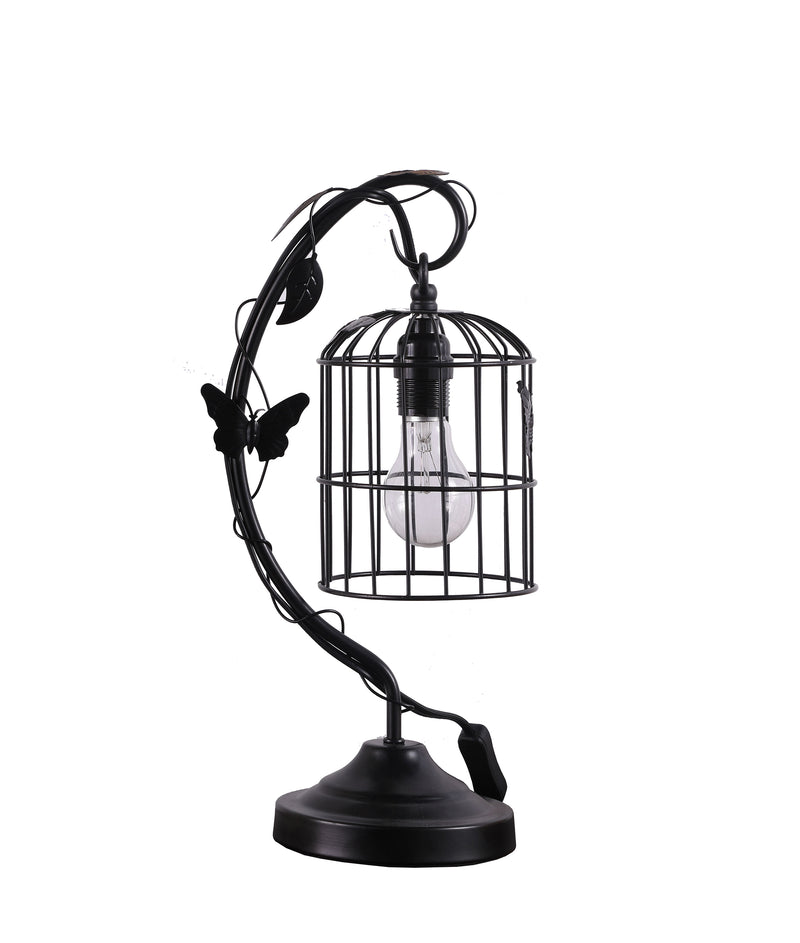 17.5" In Iris Black Butterfly Garden Metal Table Lamp-zoom-