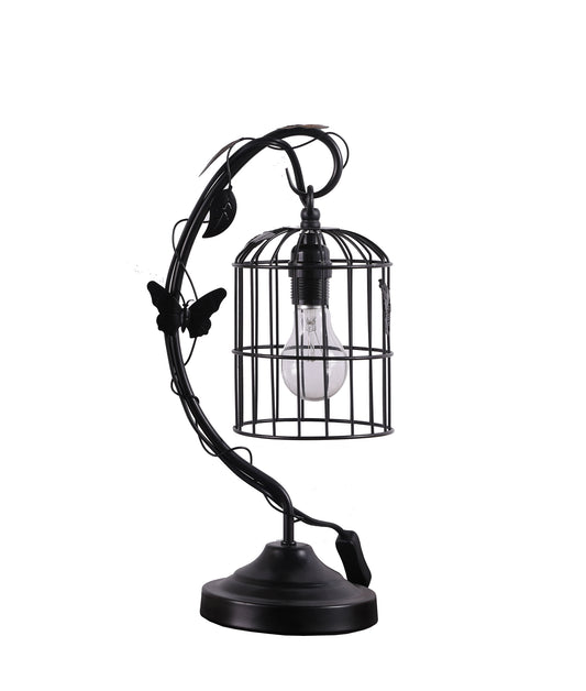 17.5" In Iris Black Butterfly Garden Metal Table Lamp